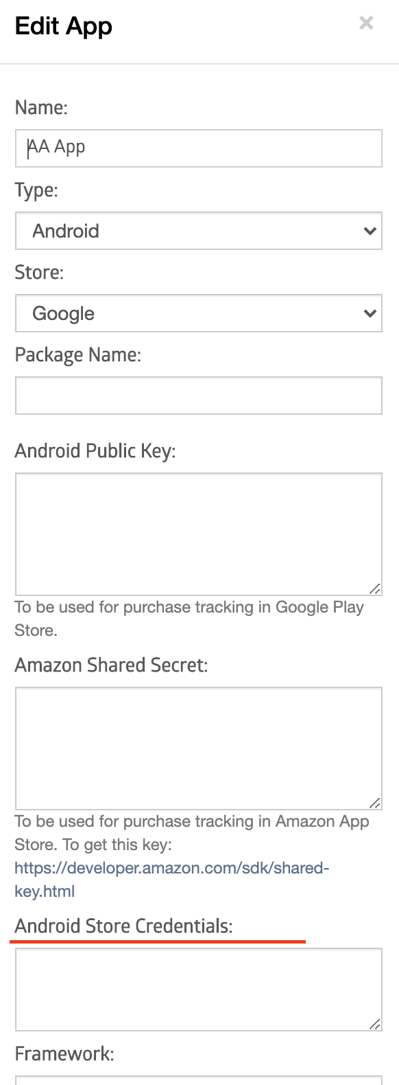 Add Google Store Credential