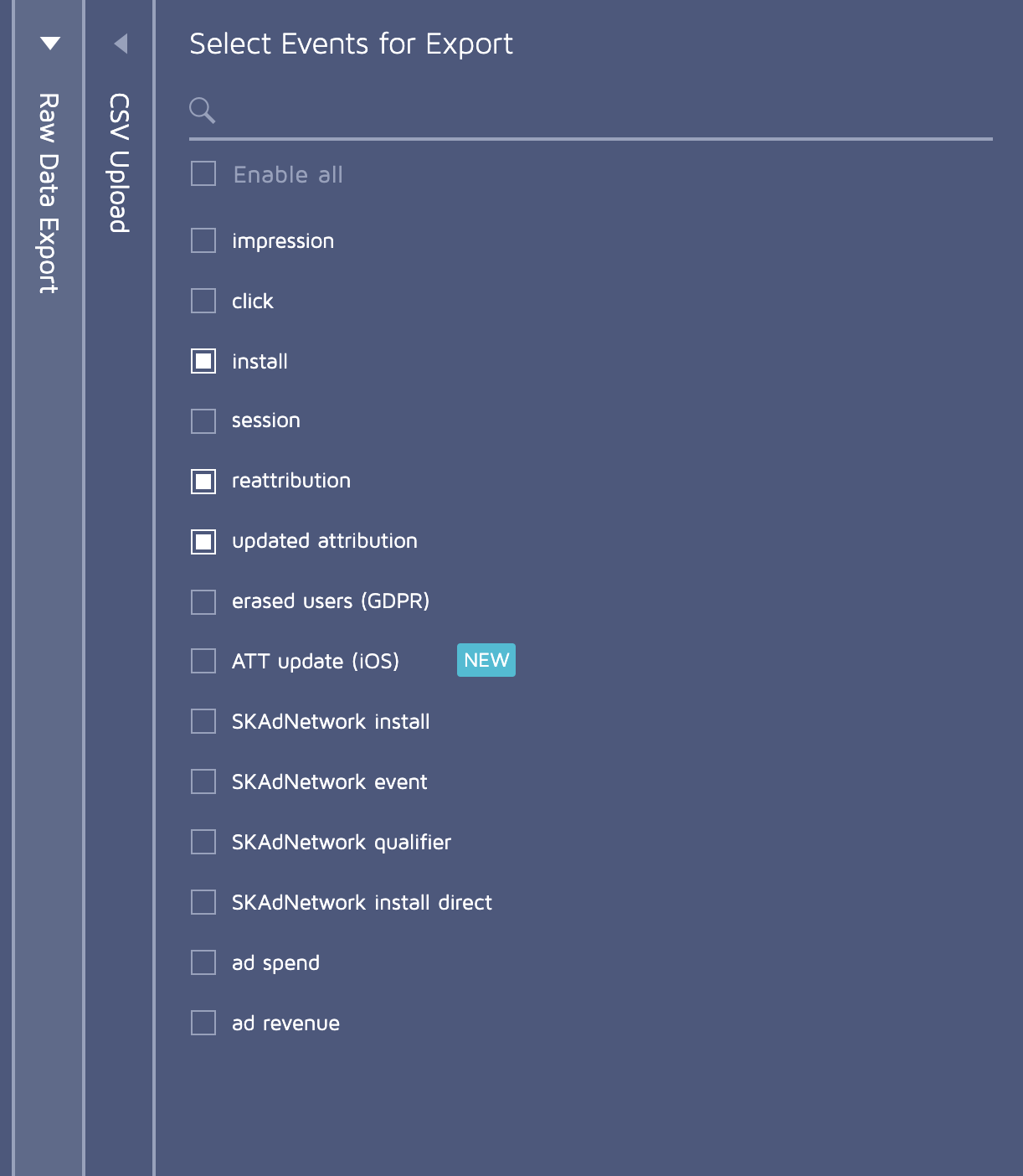 Adjust Select Event for Export